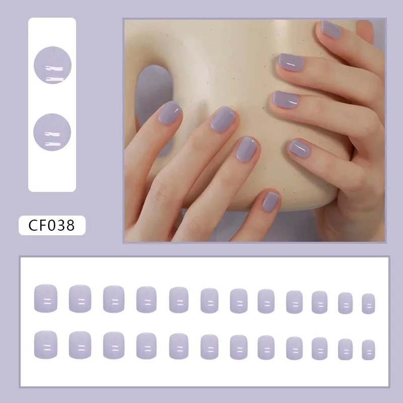Uñas press on lila claro cuadrada